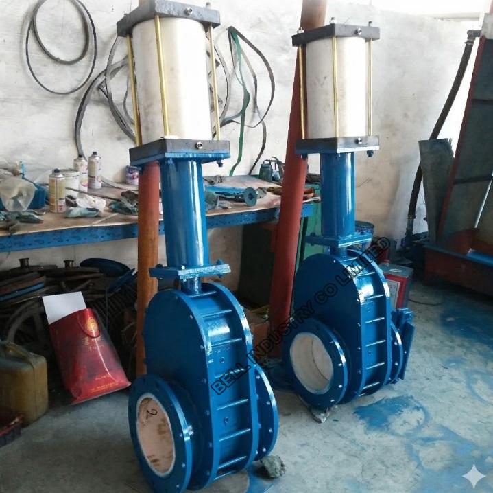 Pneumatic ceramic double disc valve